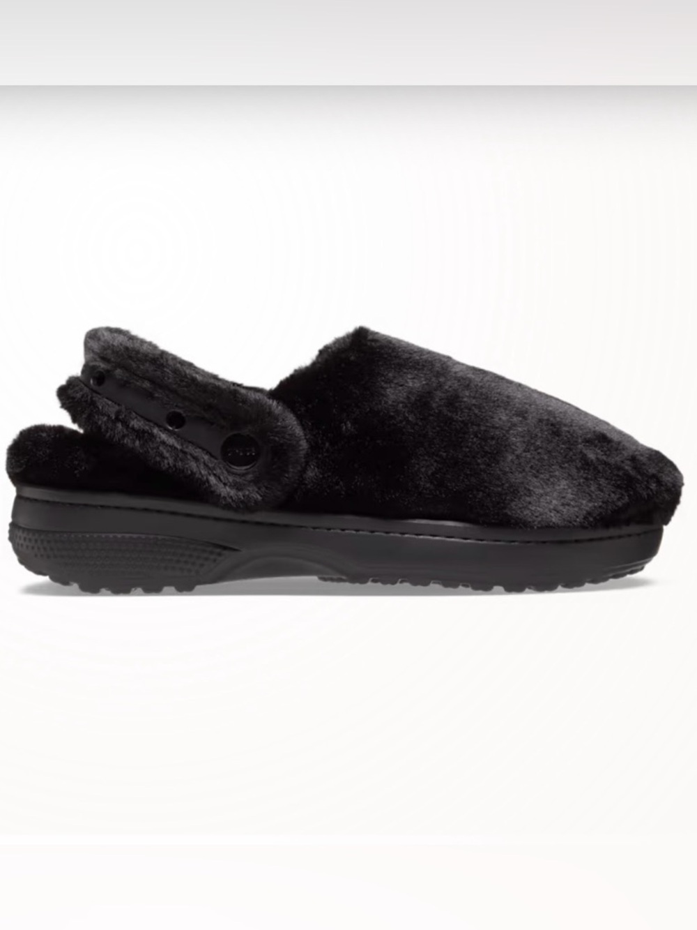 CROCS Classic Unfurgettable Clog Black Plush Fuzz Lined Clog - Picture 2 of 16